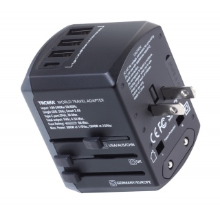 Adapter podr&oacute;żny TROIKA World Travel, czarny, Przedłużacze, listwy, zasilacze, UPSy, Urządzenia i maszyny biurowe