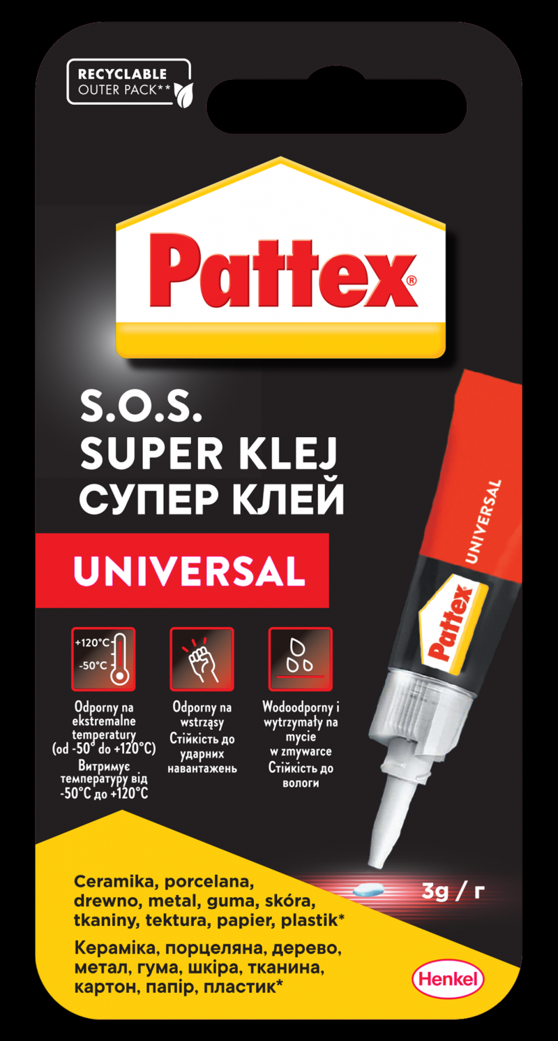 Klej uniwersalny SUPER PATTEX S.O.S., Ocean, 3g, transparentny, Kleje, Drobne akcesoria biurowe