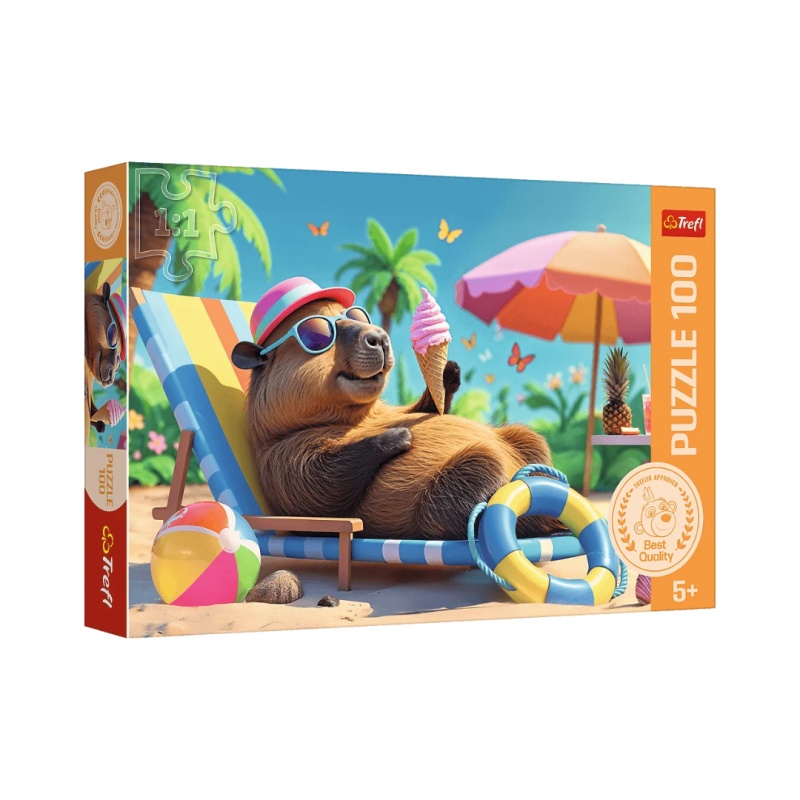 Puzzle - "100 - Relaks w stylu kapibary" / Tre..., 100 element&oacute;w, Puzzle