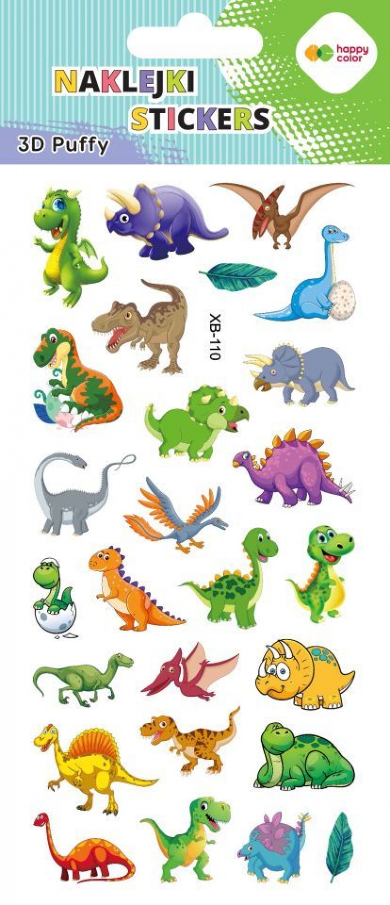 Naklejki 3D PUFFY FUNNY DINO 10x22cm.H.COLOR, Naklejki, Art. kreatywne