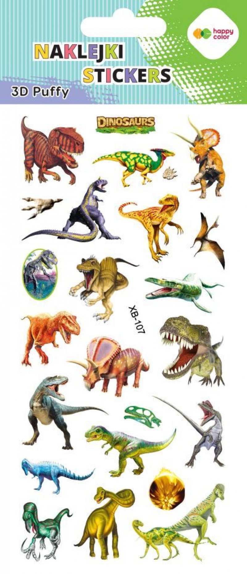 Naklejki 3D PUFFY REAL DINO 10x22cm.H.COLOR, Naklejki, Art. kreatywne