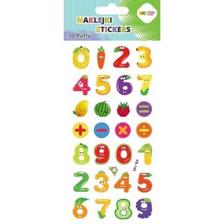 Naklejki 3D PUFFY FRUIT NUMBERS 10x22cm.H.COLOR, Naklejki, Art. kreatywne