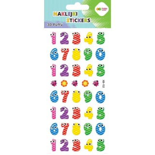 Naklejki 3D PUFFY HAPPY NUMBERS 10x22cm.H.COLOR, Naklejki, Art. kreatywne