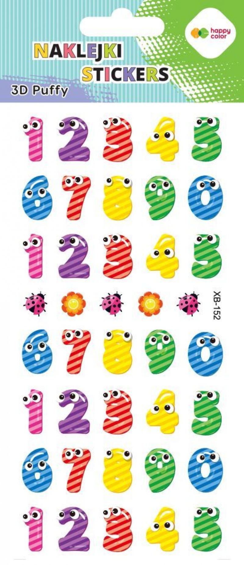 Naklejki 3D PUFFY HAPPY NUMBERS 10x22cm.H.COLOR, Naklejki, Art. kreatywne