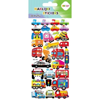Naklejki 3D PUFFY FUNNY VEHICLES 10x22cm.H.COLOR, Naklejki, Art. kreatywne