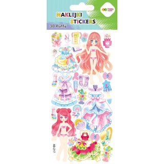 Naklejki 3D PUFFY PINK DOLLS 10x22cm.H.COLOR, Naklejki, Art. kreatywne
