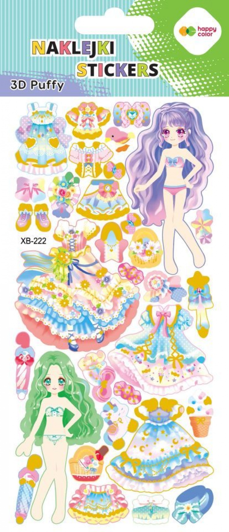 Naklejki 3D PUFFY PURPLE DOLLS 10x22cm.H.COLOR, Naklejki, Art. kreatywne