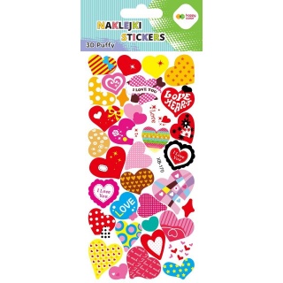 Naklejki 3D PUFFY Love Hearts 10x22cm.H.COLOR, Naklejki, Art. kreatywne
