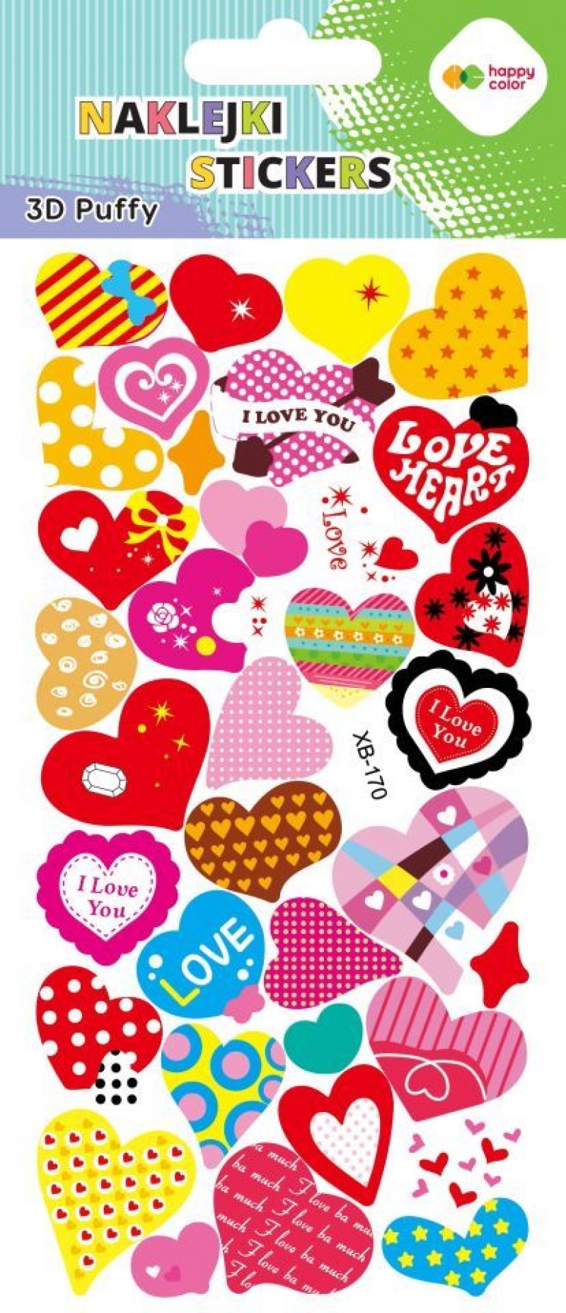 Naklejki 3D PUFFY Love Hearts 10x22cm.H.COLOR, Naklejki, Art. kreatywne