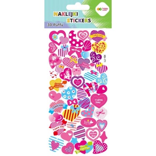 Naklejki 3D PUFFY Pink Hearts 10x22cm.H.COLOR, Naklejki, Art. kreatywne