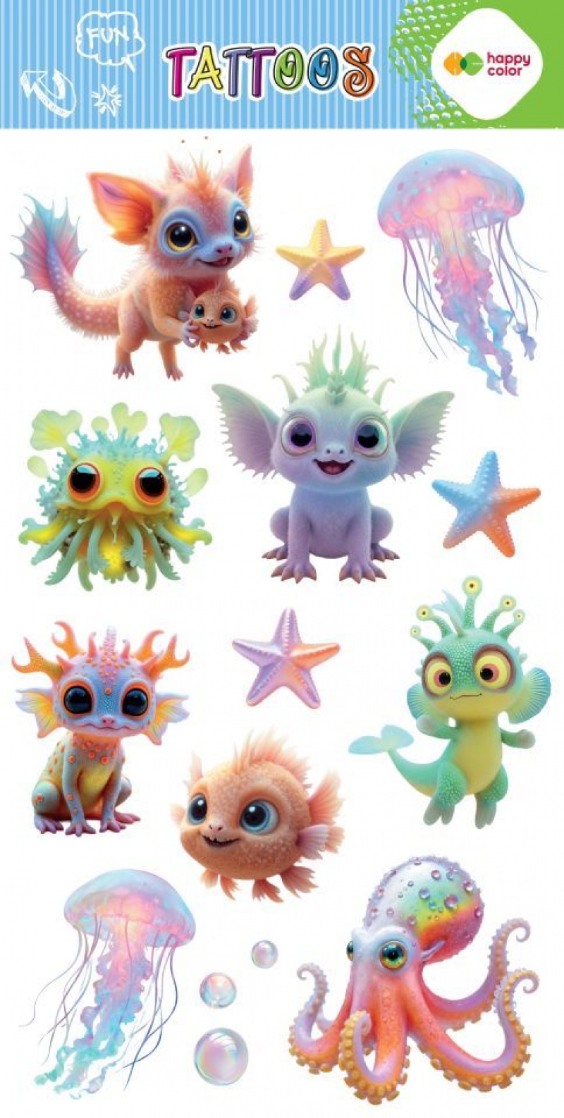Tatuaże zmywalne AQUA CUTIES 10x20cm.H.COLOR, Naklejki, Art. kreatywne