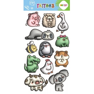 Tatuaże zmywalne BUBBLE ANIMALS 10x20cm.H.COLOR, Naklejki, Art. kreatywne