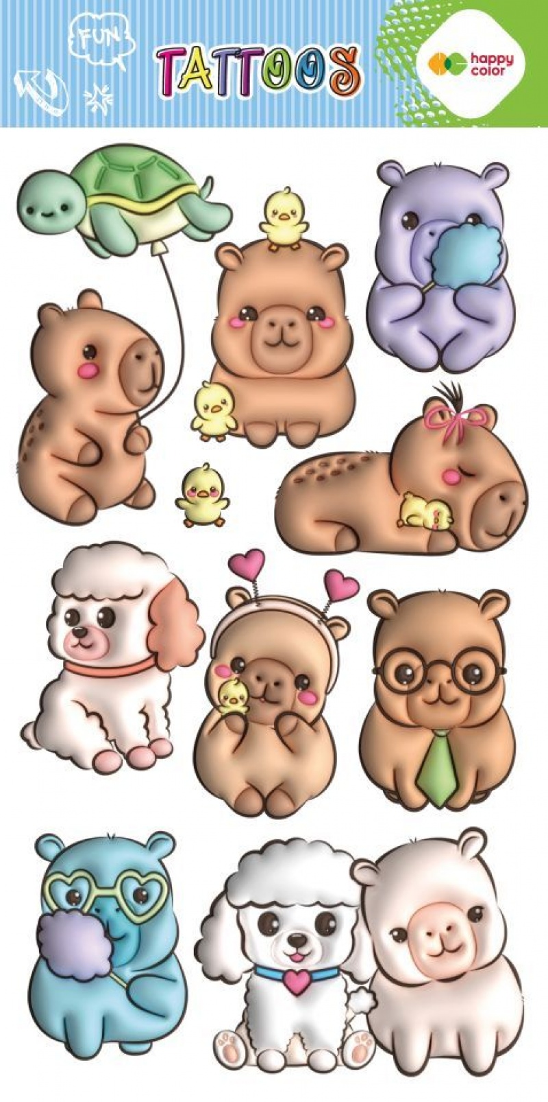 Tatuaże zmywalne BUBBLE KAPI FUN 10x20cm.H.COLOR, Naklejki, Art. kreatywne