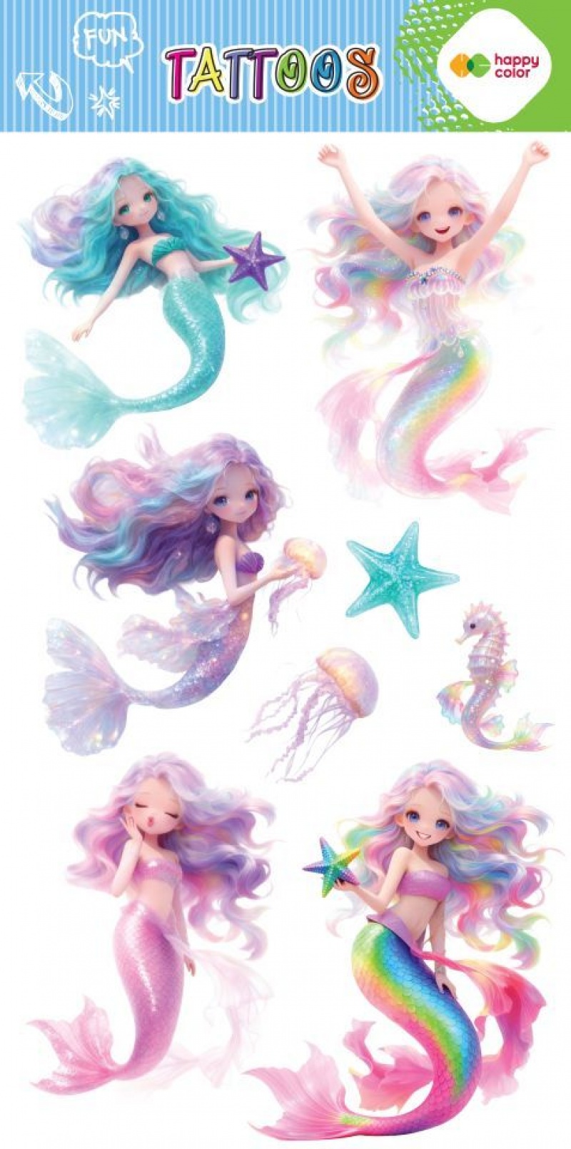 Tatuaże zmywalne MAGICAL SIRENS 10x20cm.H.COLOR, Naklejki, Art. kreatywne