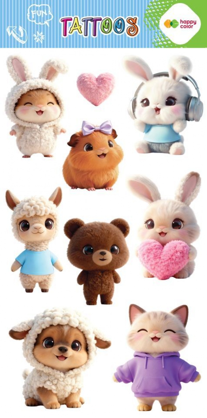 Tatuaże zmywalne SWEET KAWAII 10x20cm.H.COLOR, Naklejki, Art. kreatywne