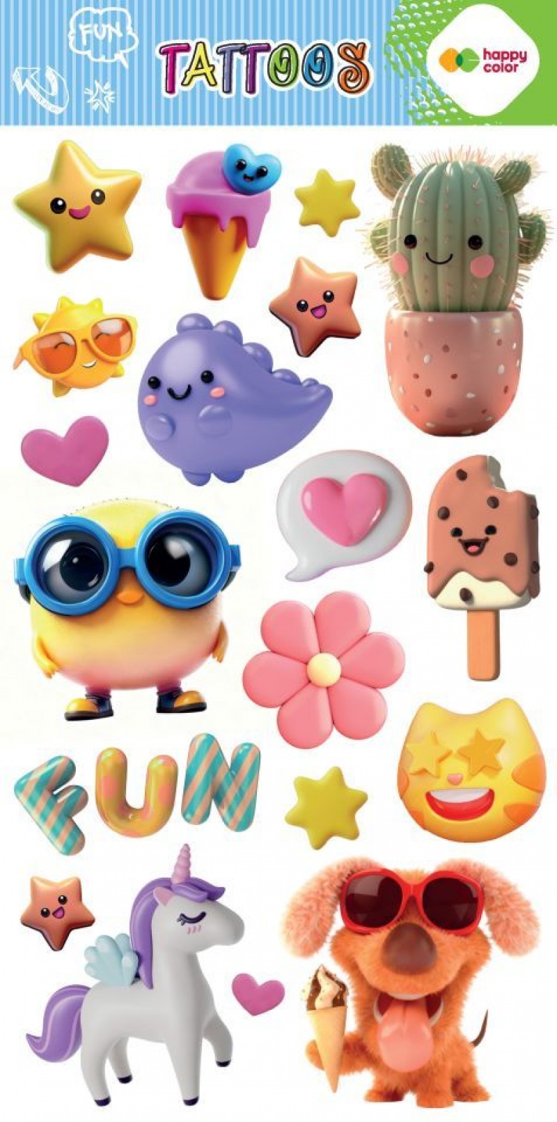 Tatuaże zmywalne SUMMER FUN 10x20cm.H.COLOR, Naklejki, Art. kreatywne