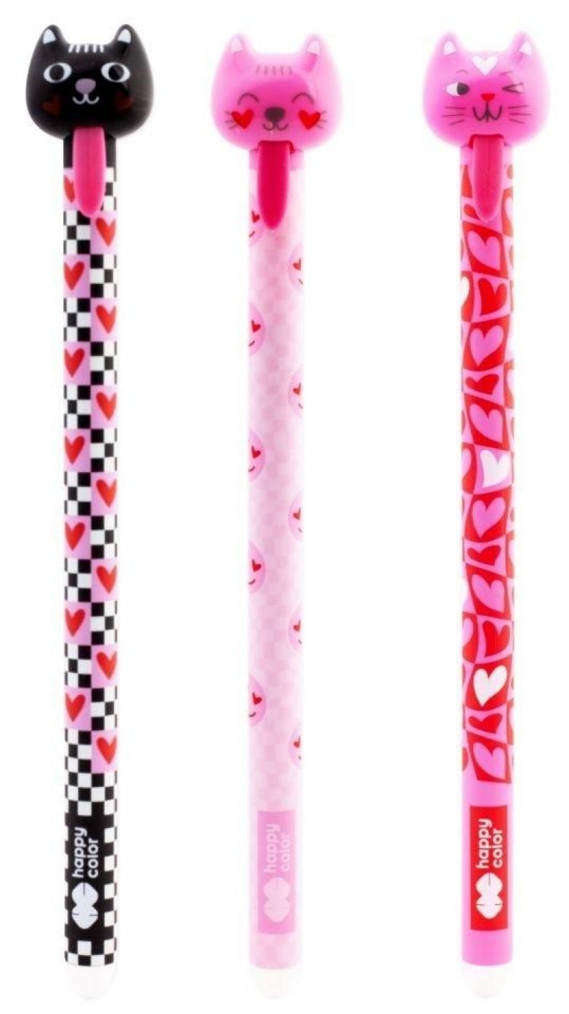 DŁUGOPIS WYMAZYWALNY LOVE CATS 0.5 NIEBIESKI H.COL, Długopisy, Art. do pisania i korygowania