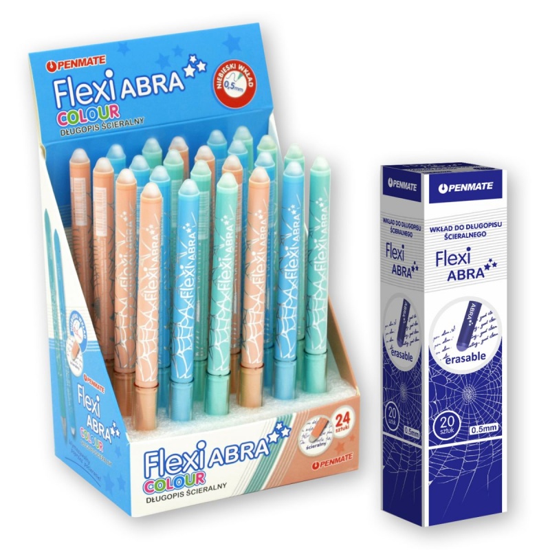 PENM.ZESTAW PROM.FLEXI ABRA COL.PAST.24szt.+20WKŁ., Długopisy, Art. do pisania i korygowania