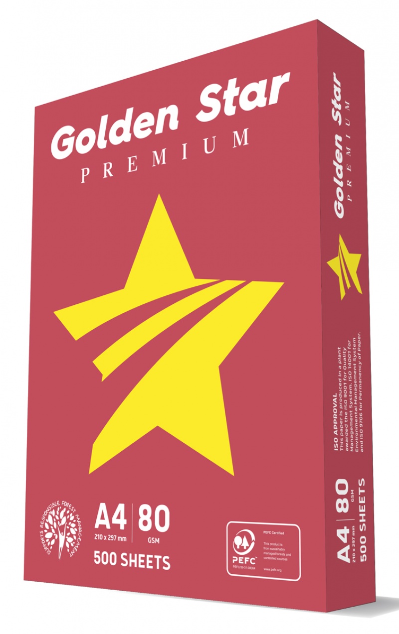 Copier paper GOLDEN STAR Premium, A4, 80gsm, 500 sheets, class C, Copier paper, Paper and labels