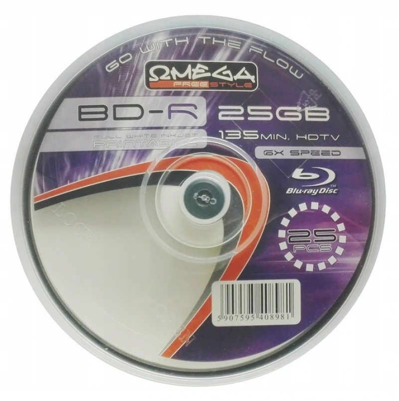 PŁYTA OMEGA BD-R BLU-RAY 25GB /25/ 40898, Nośniki danych, Akcesoria komputerowe