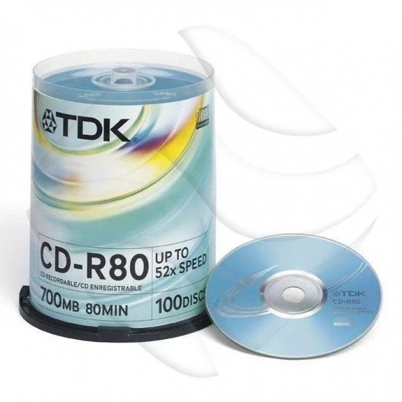 PŁYTA CD-R 700MB 52X PRINTABLE TDK 19884 /100/, Nośniki danych, Akcesoria komputerowe