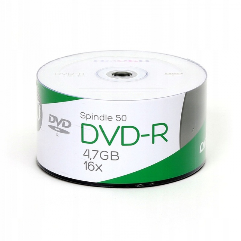 PŁYTY OMEGA DVD-R 4,7GB 16X SZPINDEL 50szt., Nośniki danych, Akcesoria komputerowe