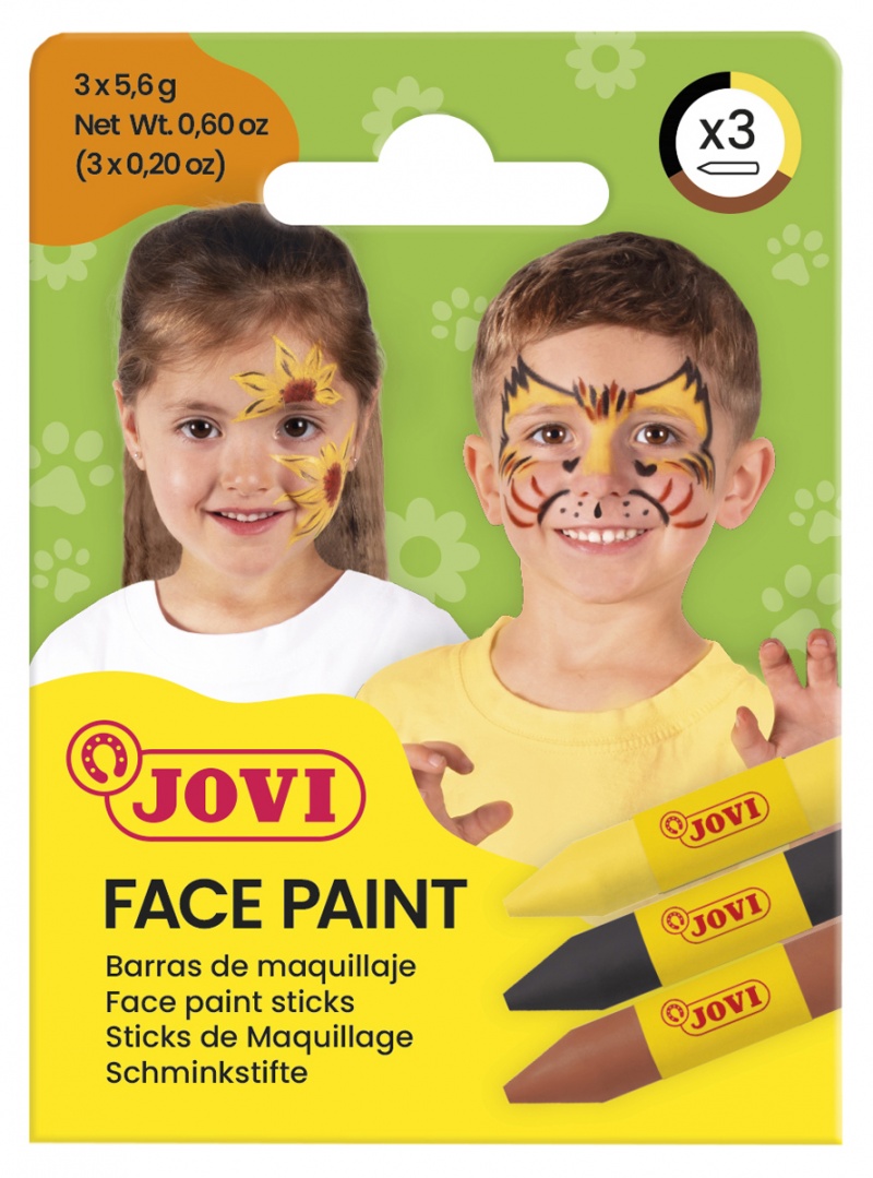 Kredki do malowania twarzy JOVI Animal, 3x5,6g, 3 szt., mix kolor&oacute;w, Produkty kreatywne, Artykuły szkolne