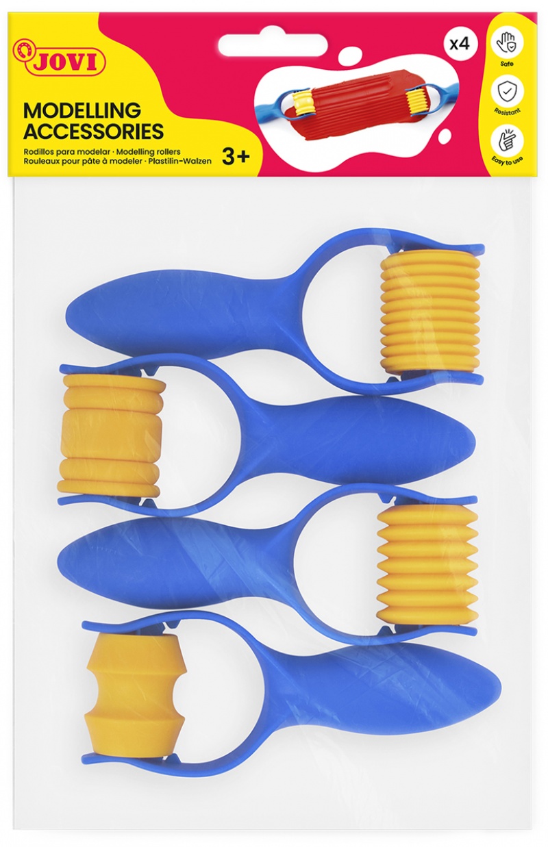 Wałki do mas plastycznych JOVI, 4 szt., mix kształt&oacute;w, mix kolor&oacute;w, Produkty kreatywne, Artykuły szkolne