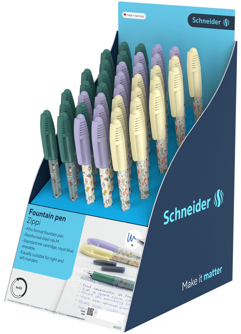 Display pi&oacute;r wiecznych SCHNEIDER Zippi, 40 szt., mix kolor&oacute;w, Pi&oacute;ra, Artykuły do pisania i korygowania
