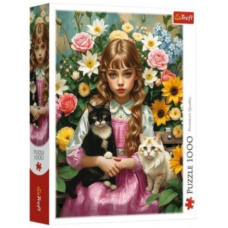 PUZZLE 1000 - Dziewczynka z kotami" !!, 1000 element&oacute;w, Puzzle