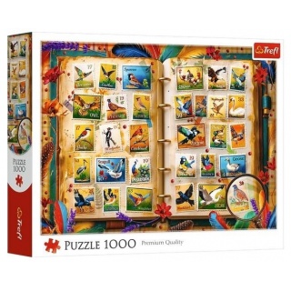 PUZZLE 1000 - Kolekcja znaczk&oacute;w - atlas ptak&oacute;w", 1000 element&oacute;w, Puzzle