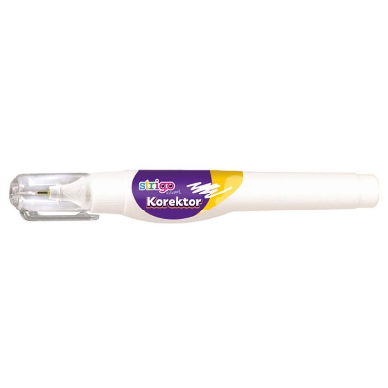 STRIGO KOREKTOR W PI&Oacute;RZE METALOWA KOŃC&Oacute;WK 8ML., Korektory, Art. do pisania i korygowania
