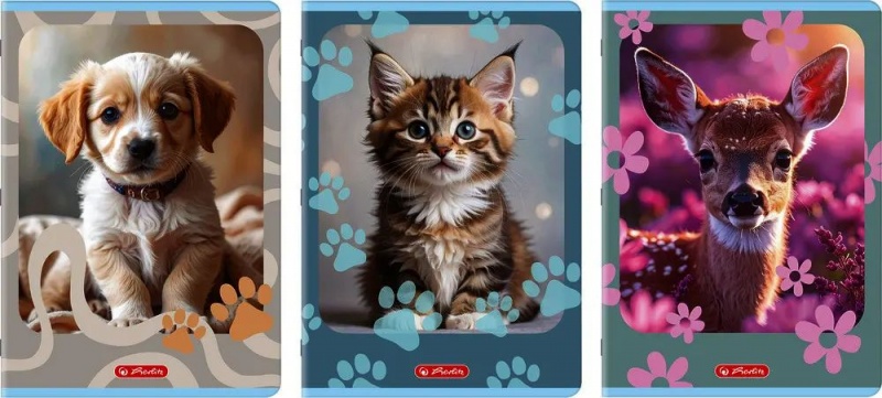 ZESZYT HER ANIMALS A4 32K.LINIA PODW&Oacute;JNA KOLOR./10, Zeszyty, Zeszyty i bloki