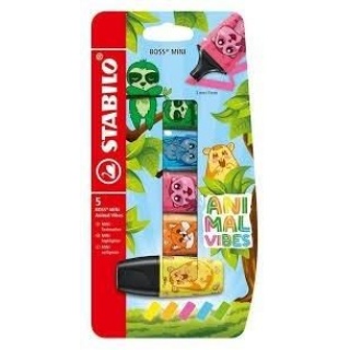 ZAKREŚLACZ STABILO BOSS MINI ANIMAL 5 KOL., Zakreślacze, Art. do pisania i korygowania