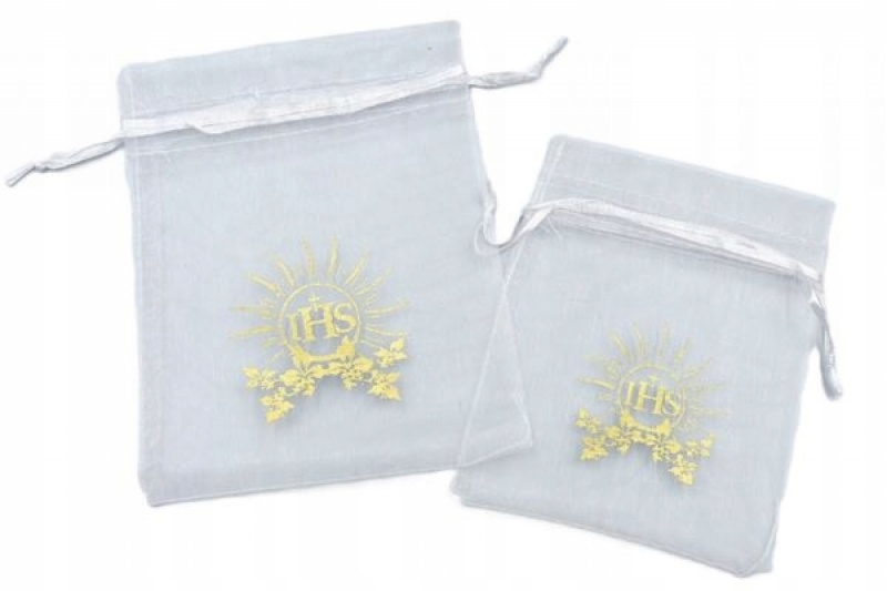 Woreczki z organzy IHS, 12x15cm/12szt, Woreczki prezentowe, Art. dekoracyjne i prezentowe