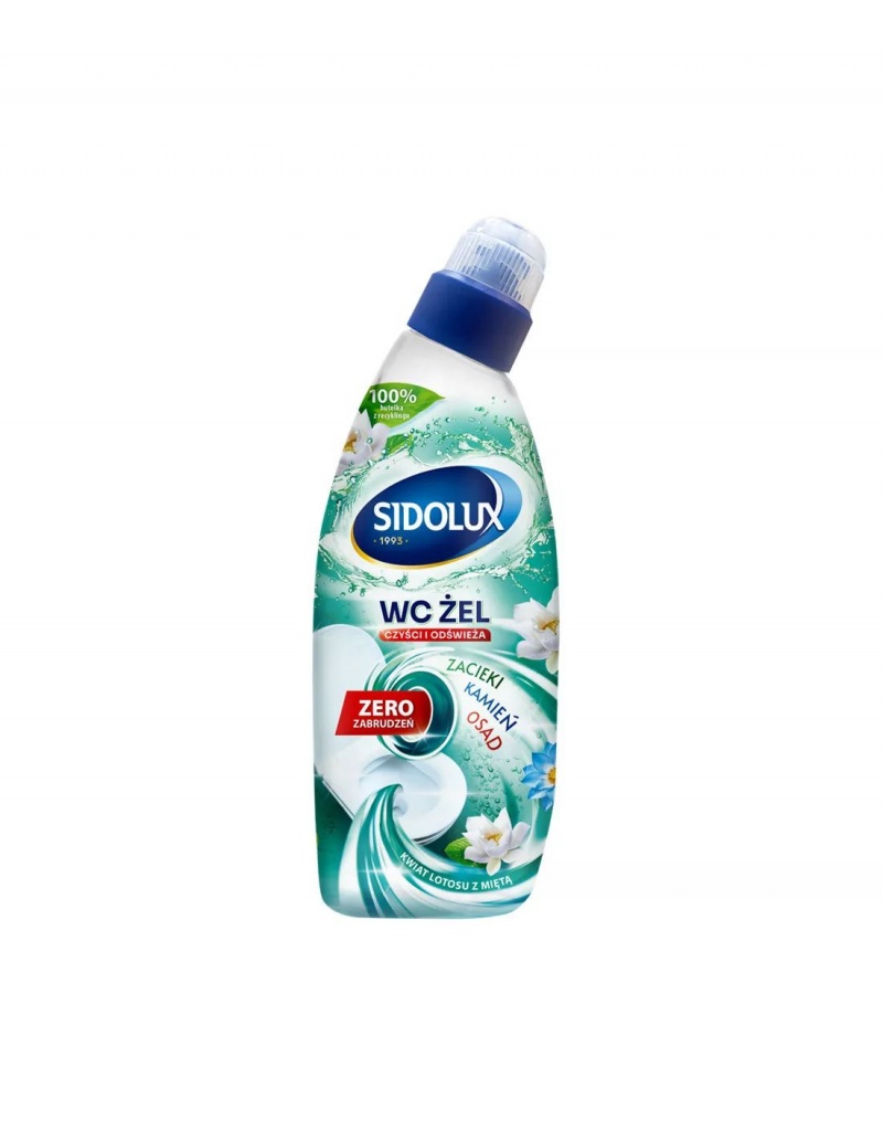 ŻEL DO WC SIDOLUX 750ML.KWIAT LOTOSU I MIĘTA, Kostki i płyny do WC, Art. higieniczne i dozowniki