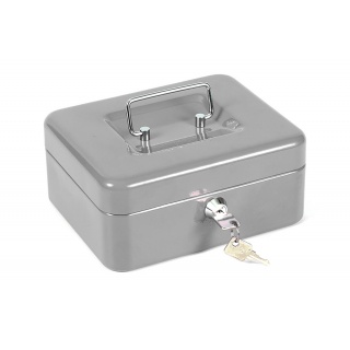 Kasetka na pieniądze Q-CONNECT, średnia, 205x160x90mm, srebrna, Kasetki na pieniądze, Wyposażenie biura