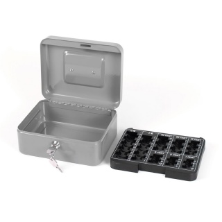 Kasetka na pieniądze Q-CONNECT, średnia, 205x160x90mm, srebrna, Kasetki na pieniądze, Wyposażenie biura