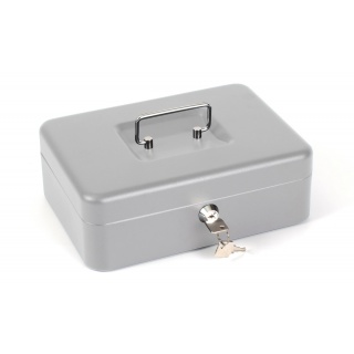 Kasetka na pieniądze Q-CONNECT, duża, 255x200x90mm, srebrna, Kasetki na pieniądze, Wyposażenie biura