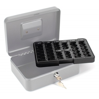 Kasetka na pieniądze Q-CONNECT, duża, 255x200x90mm, srebrna, Kasetki na pieniądze, Wyposażenie biura