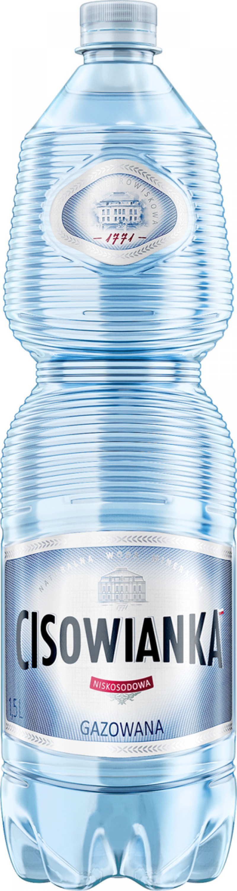 Woda Cisowianka, gazowana, butelka plastikowa, 1,5l, kaucja, Woda, Artykuły spożywcze