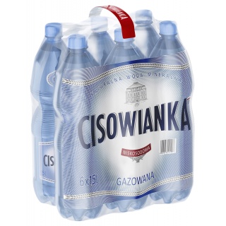 Woda Cisowianka, gazowana, butelka plastikowa, 1,5l, kaucja, Woda, Artykuły spożywcze
