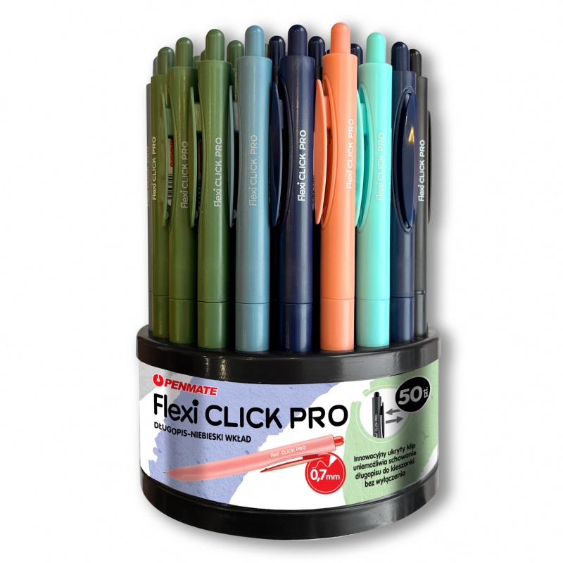 Penmate Długopis Flexi Click Pro 0,7 niebieski, Długopisy automatyczne, Art. do pisania i korygowania