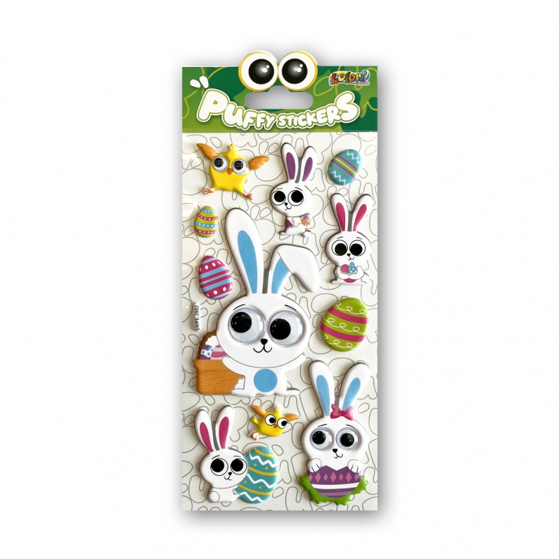 Kolori Naklejki Puffy SWPE-2002 Easter Bunnies Eye, Naklejki, Art. kreatywne