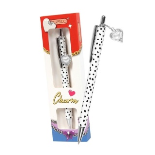 DŁUGOPIS CHARM W ETUI GB SERCE BIAŁE, Długopisy automatyczne, Art. do pisania i korygowania