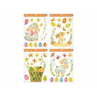 NAKLEJKA NA OKNO Z BROKATEM WIELKANOC 30x42cm., Naklejki, Art. kreatywne