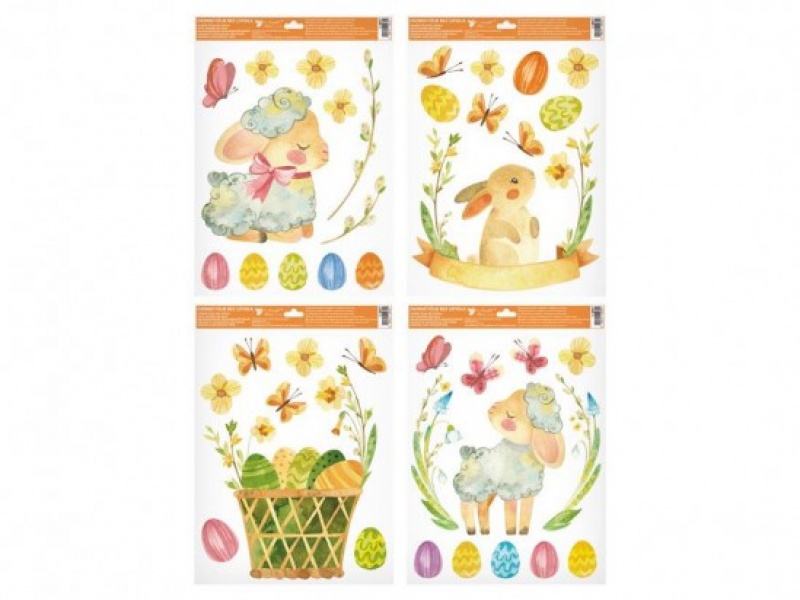 NAKLEJKA NA OKNO Z BROKATEM WIELKANOC 30x42cm., Naklejki, Art. kreatywne