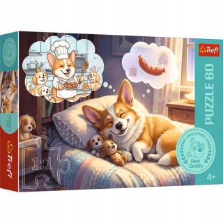 Puzzle - "60" - Corgi w krainie sn&oacute;w, 60 element&oacute;w, Puzzle