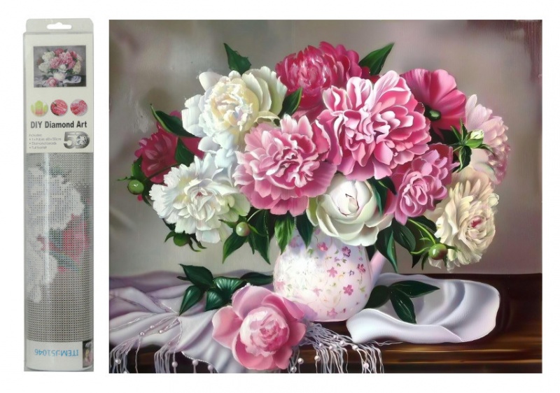 MOZAIKA DIAMENTOWA KWIATY W WAZONIE 0787, Kreatywne, Zabawki