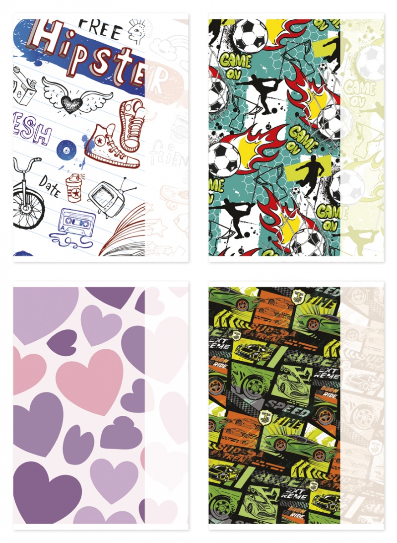 School notebook GIMBOO, A5, line, 32 sheets, 70gsm, mix designs